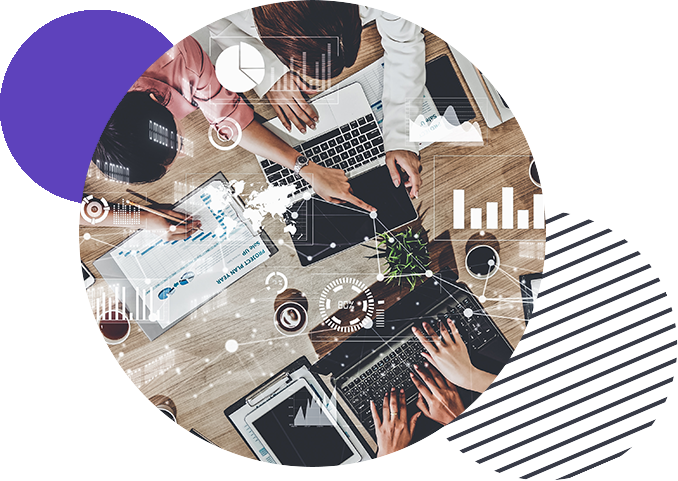 Team collaborating around a table